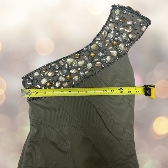 Bebe Rhinestone One-Shoulder Dress - Picture 2 of 6